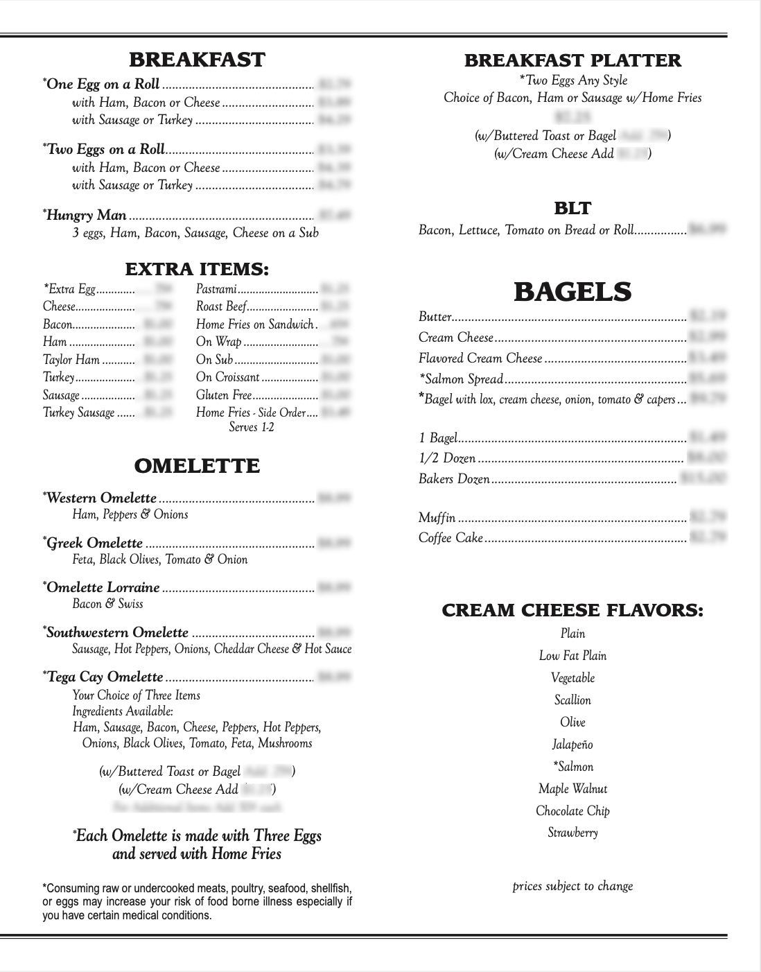 Breakfast Menu